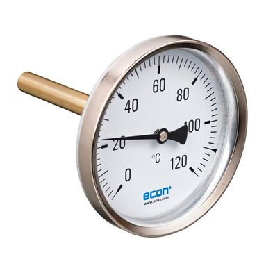 Bimetaal thermometer fig. 21000 staal, verzinkt/messing insteek